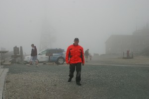 Mt Washington Fog Can you see me now? I would say my Olympia jacket is visible!