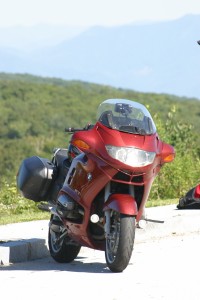 BMW R1150RT on the Cherohala Skyway Here is another great photo that Amy took of my Uncle Greg's BMW R1150RT on the Cherohala Skyway.