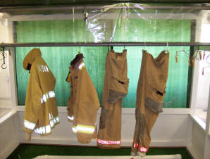 This fire gear has been cleaned, next we will inspect and repair it